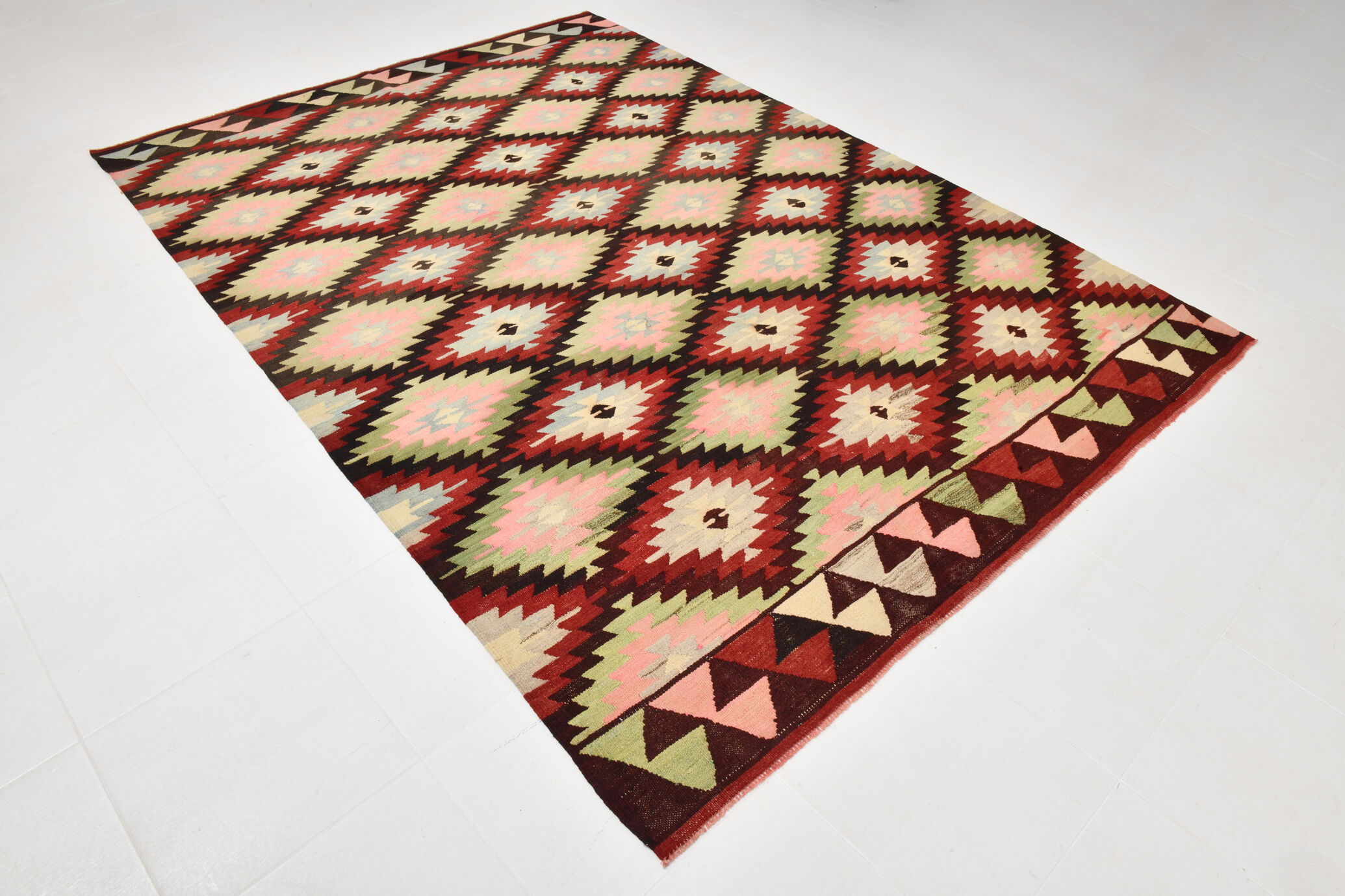 7x9 Modern Geometric Kilim Rug, 202x291Cm