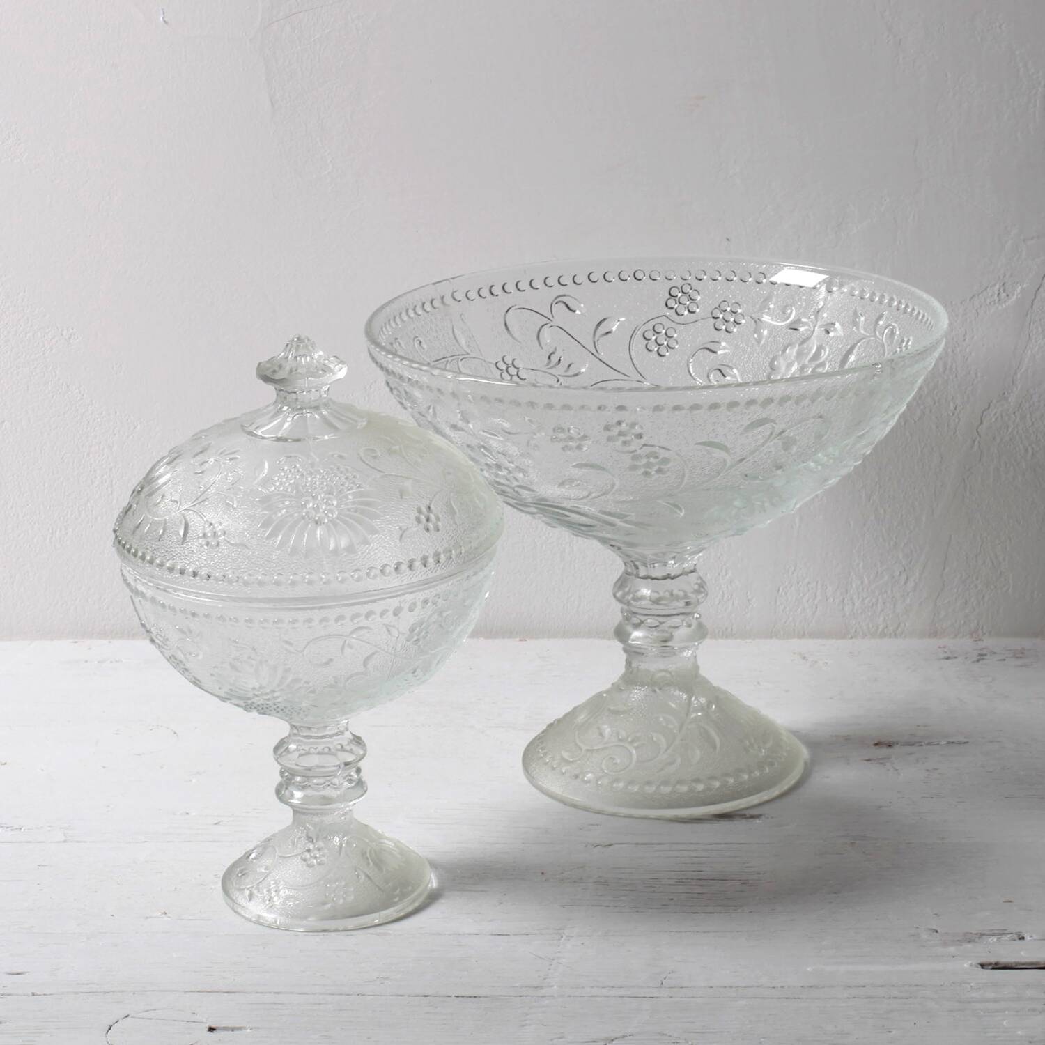 Pressed Glass Pedestal Bowl: Cibulak Pavel Panek Design / 1974
