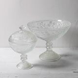 Pressed Glass Pedestal Bowl: Cibulak Pavel Panek Design / 1974