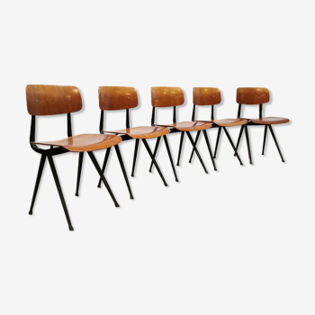 Ensemble de 5 chaises industrielles par Friso Kramer