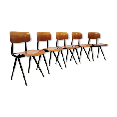 Ensemble de 5 chaises industrielles par Friso Kramer