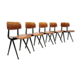 Set of 5 industrial Dutch design school chairs by Friso Kramer