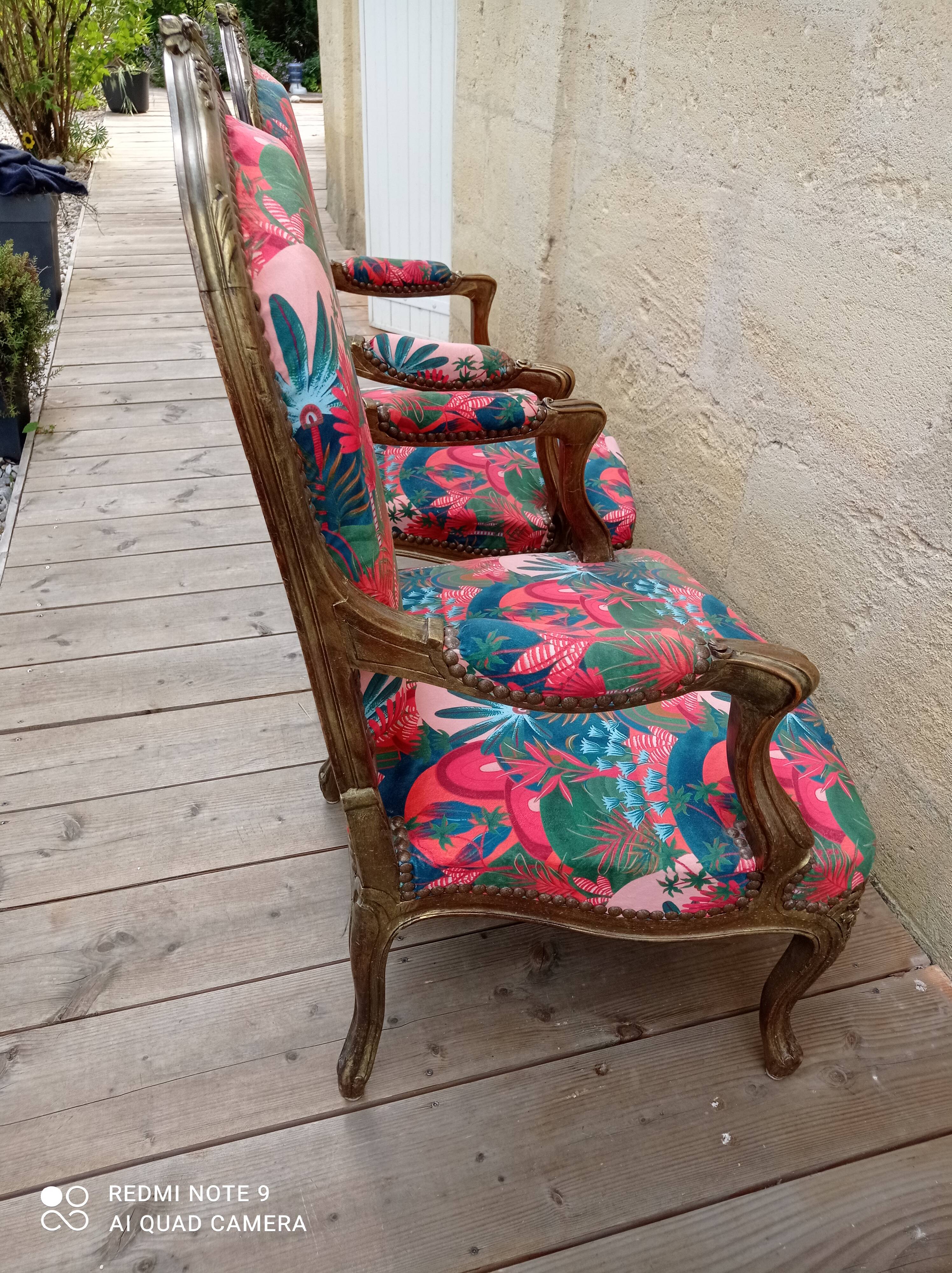 Pair of Louis XV style armchairs