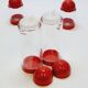 Condiment service oil vinegar salt pepper vintage plexi and red plastic