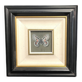 Pastel, butterfly drawing signed, 20th century frame