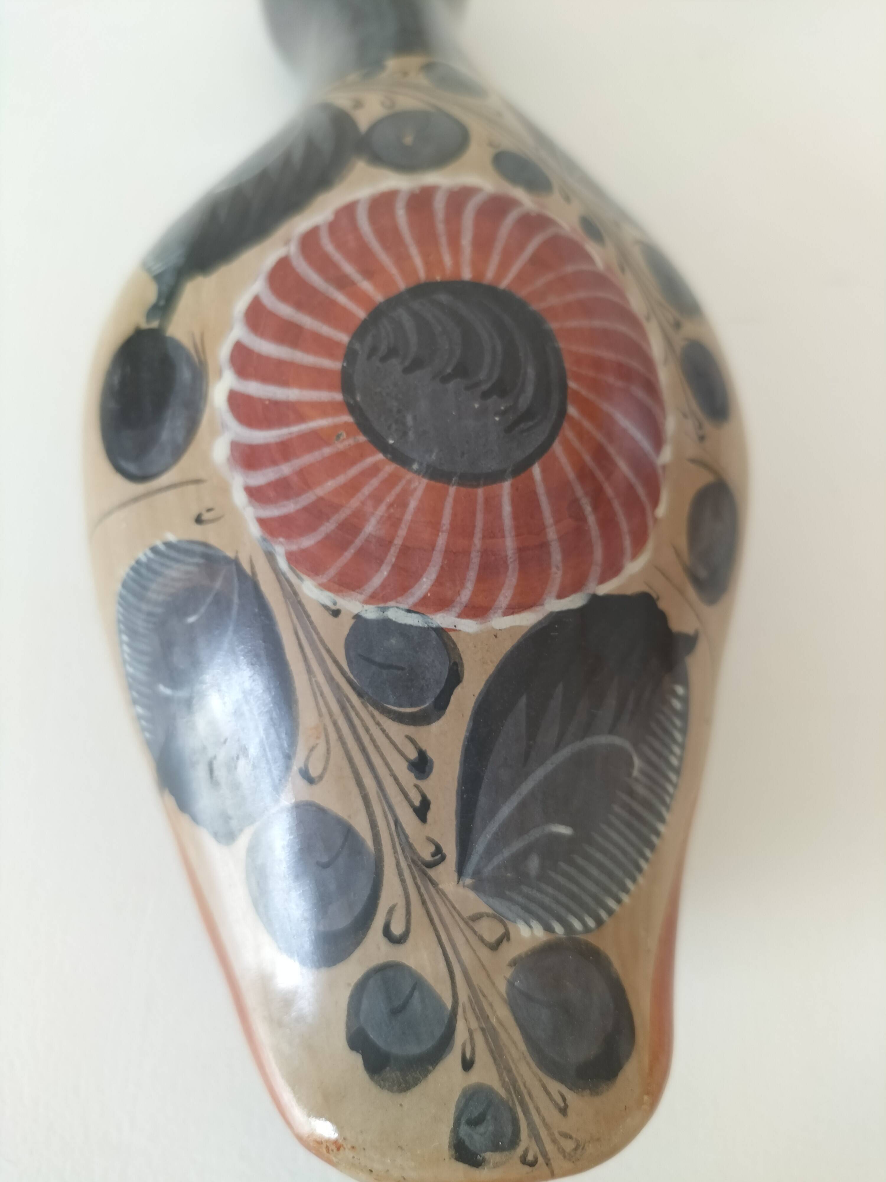 Vintage Mexican ceramic duck hand decorated