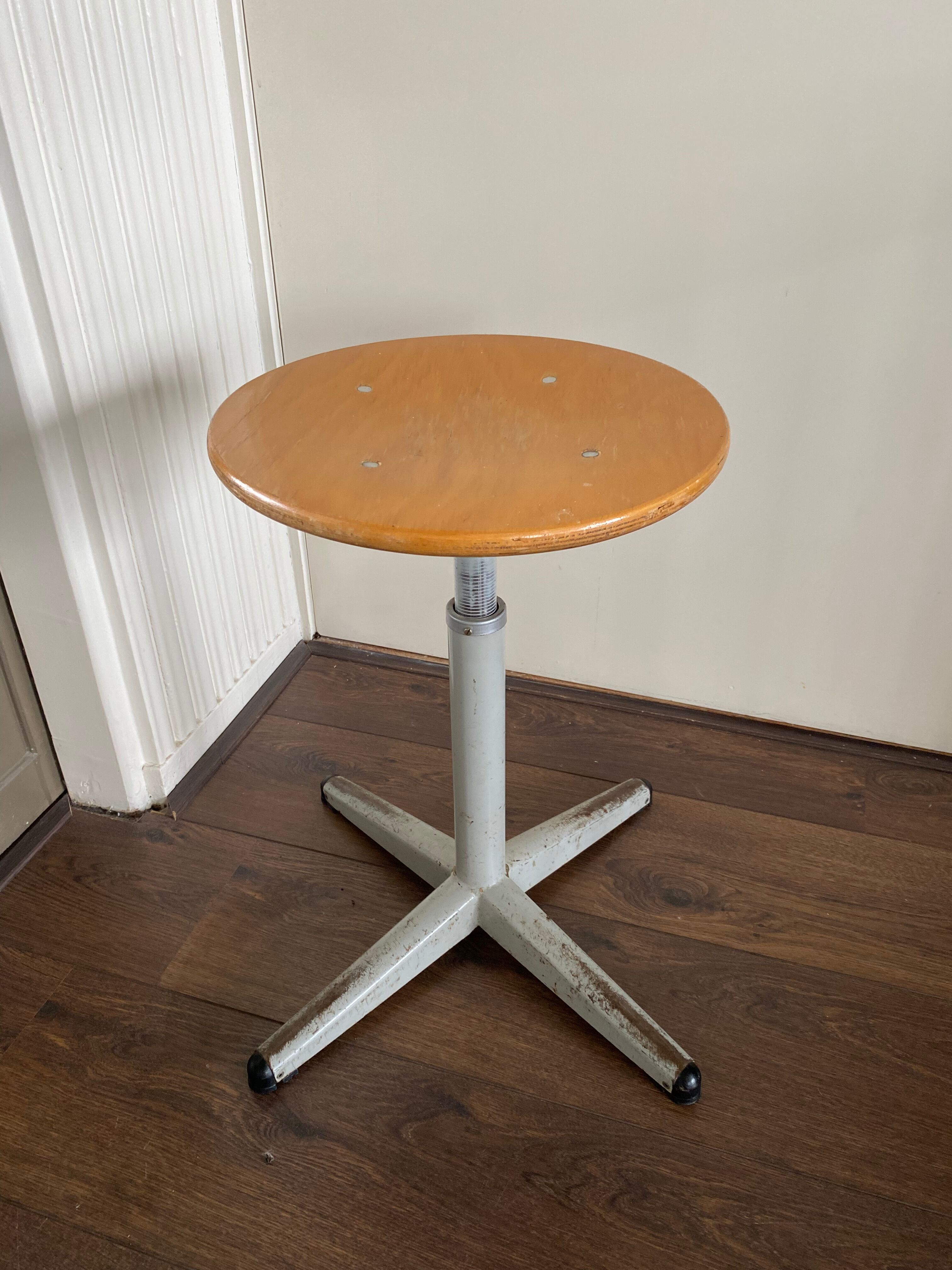 Vintage Industrial Height Adjustable Swivel Stool, 1960s