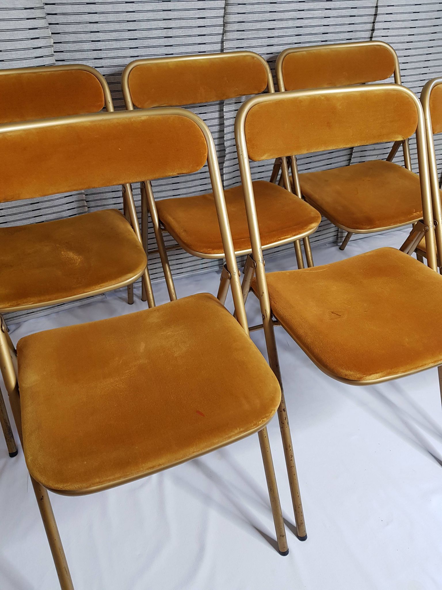 Set of 6 Souvignet conference chairs, vintage, in saffron velvet