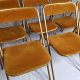 Ensemble de 6 chaises de conférence Souvignet, vintage, en velours safran