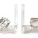 Pair of solid plexiglass bookends, faceted cubes, 1980s