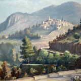 Painting by georges baffert, village of aspremont (near nice) provence