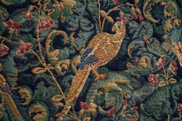 Tapis mural Mid Century oiseaux, animaux et feuilles, Belgique années 1960