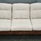 Brutalist Solid Oak and Bouclé Three-Seat Sofa, Czechoslovakia 1970s