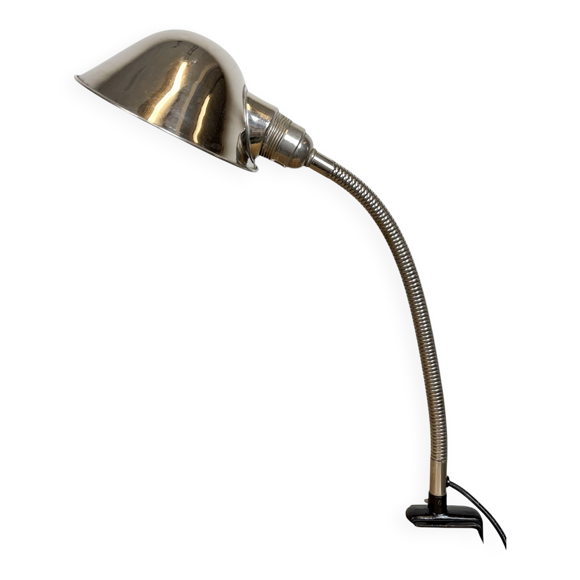 Vintage Industrial Chrome Gooseneck Table Lamp, 1950s