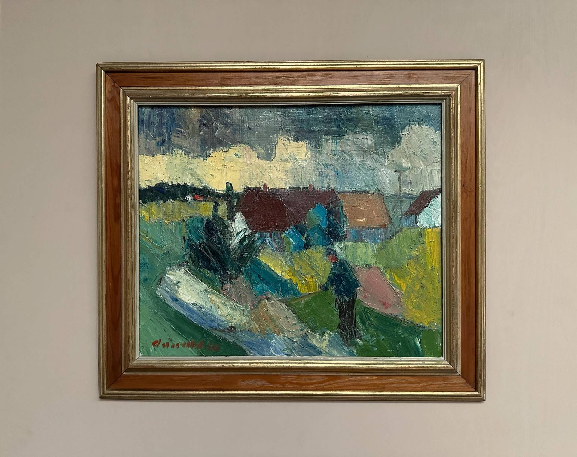 Huile sur toile suédoise – « Fermes » par Arnold William Pedersen