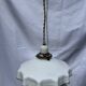 Vintage pleated opaline suspension with porcelain fittings.