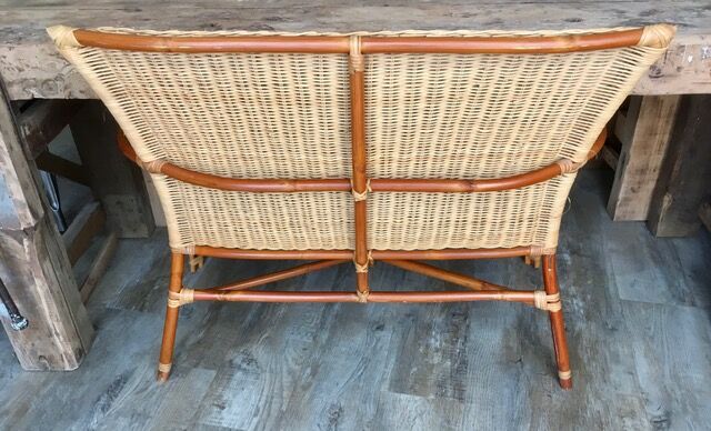 Vintage rattan armchair bench