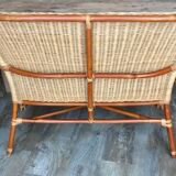 Vintage rattan armchair bench