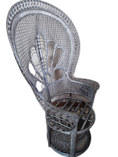 Vintage armchair emmanuelle in silver woven rattan