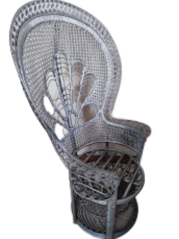 Fauteuil vintage emmanuelle en rotin tressé argent