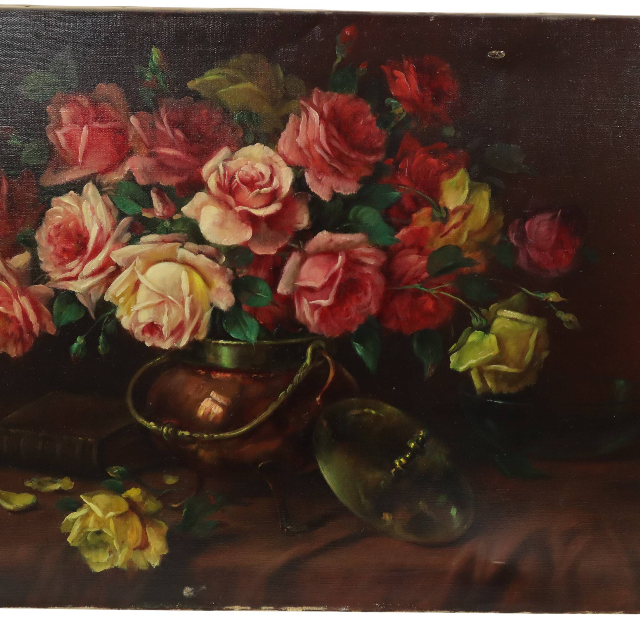 Large Flower Painting Still Life Roses Oil on Canvas 100x60cm