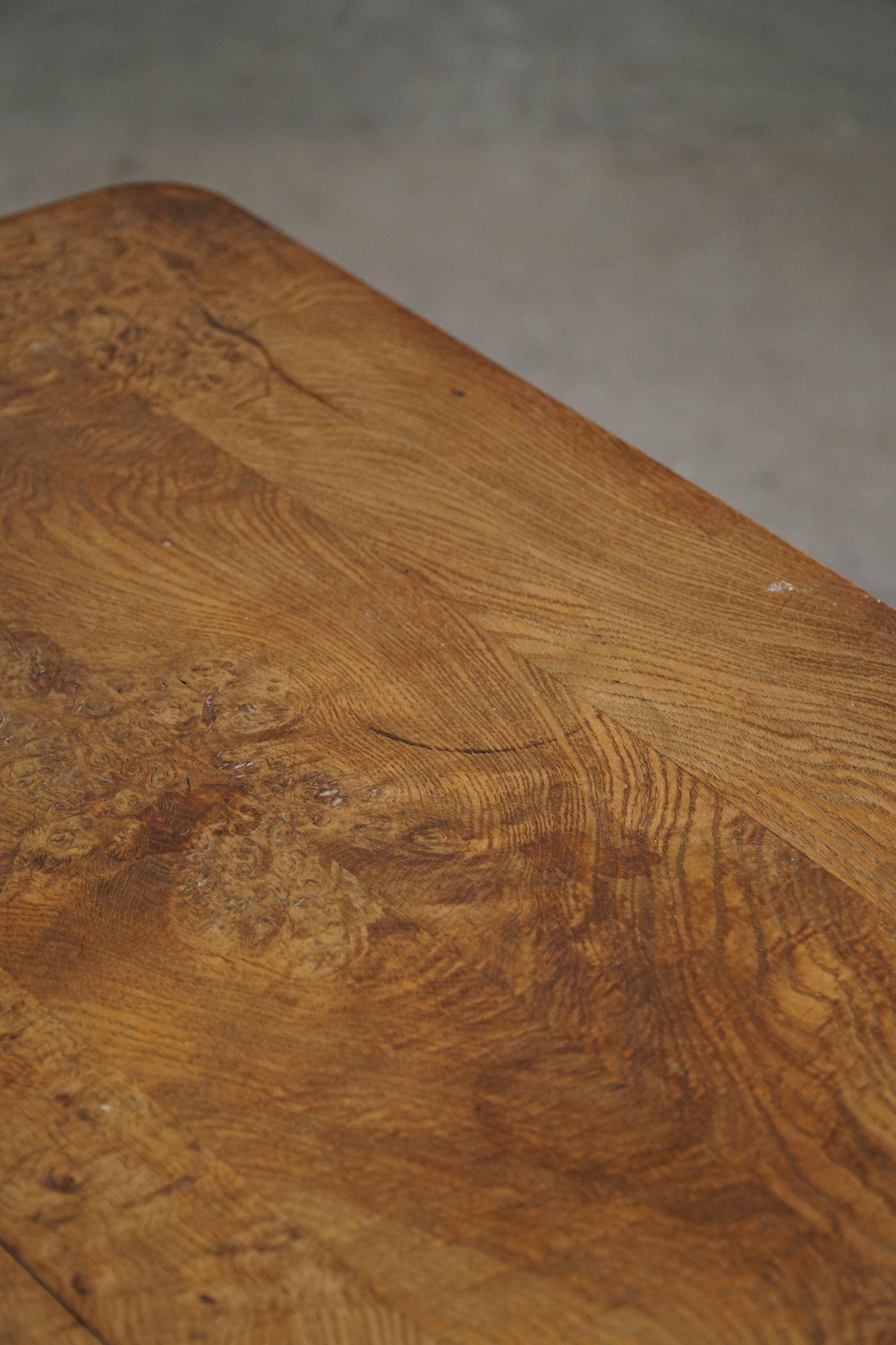 Square dining room/office table from the 19th century, baroque, Danish cabinetmaker.