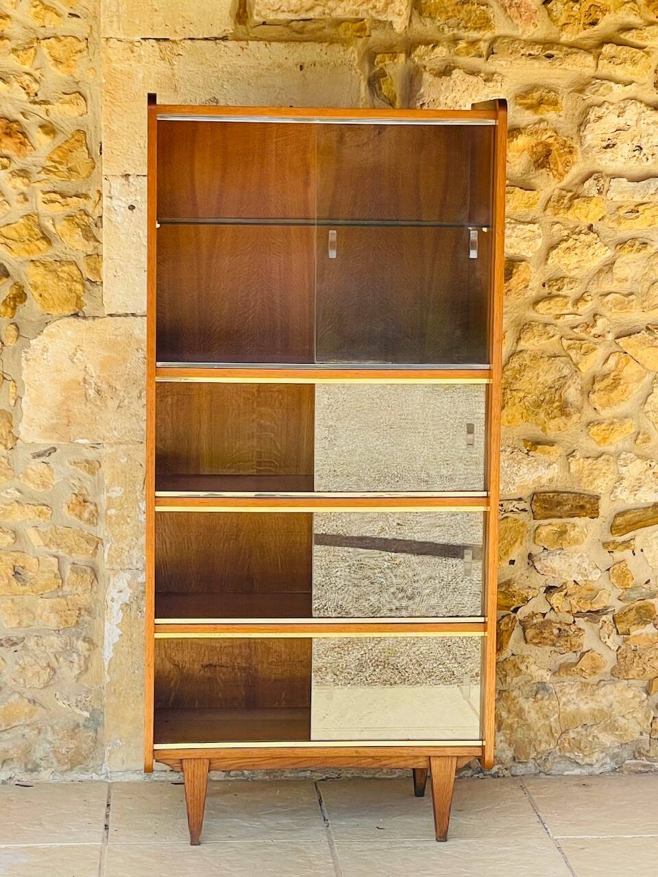 Storage unit/Library with sliding glass doors 1960s