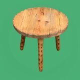 Table basse tripode pin massif brut 1960