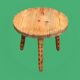 Solid pine tripod coffee table, raw, 1960