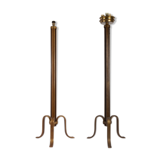 Paire de lampadaires design vintage en en métal mordoré