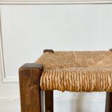 Wooden stool and antique straw
