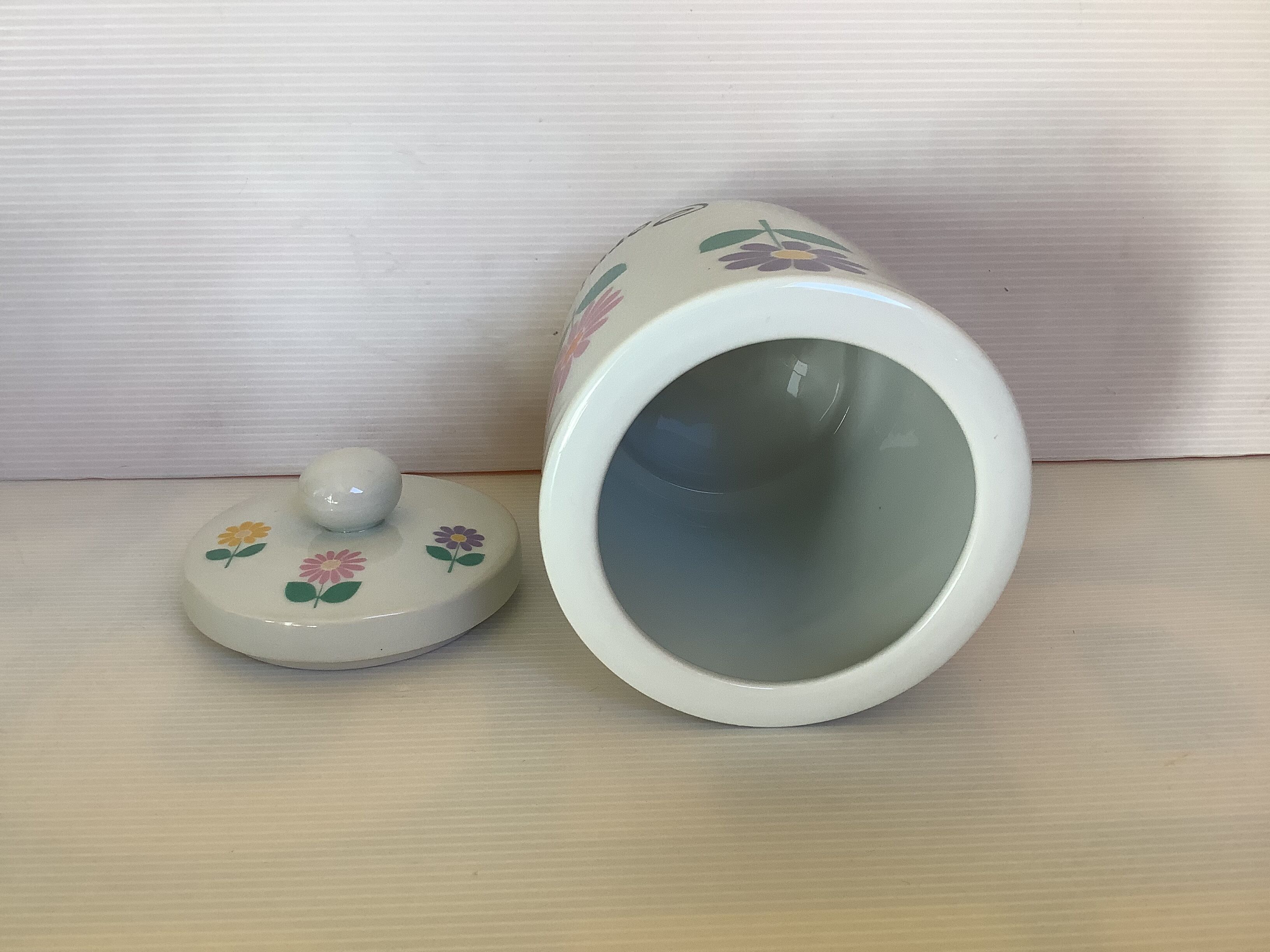 Purple pink yellow flower pot