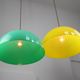 Mid-century italian brass and plexiglass pendant lamp, set of 2