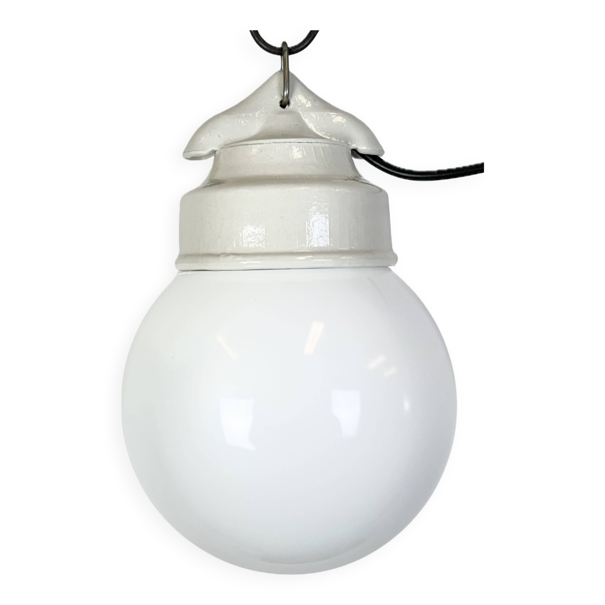 Vintage White Porcelain Pendant Light, 1970s