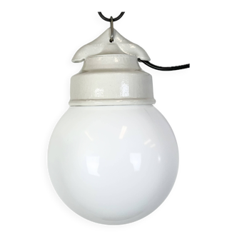 Vintage White Porcelain Pendant Light, 1970s
