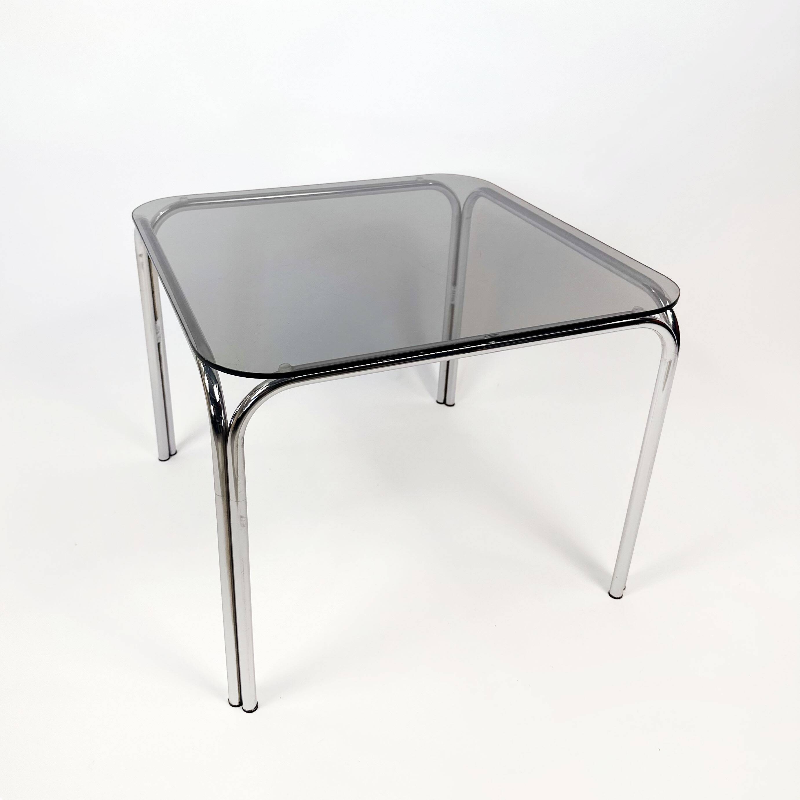 1970s chrome and glass coffee table