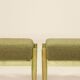 Set of two vintage-style footstools, green wood and bouclé upholstery