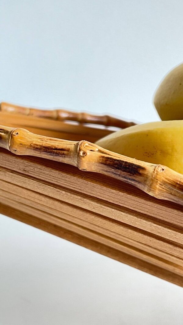 PANIER COUPE à Fruits Bois et Bambou VINTAGE