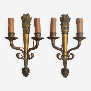 Pair of old bronze sconces