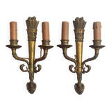 Pair of old bronze sconces