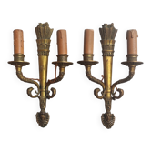 Pair of old bronze sconces
