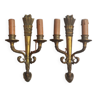 Pair of old bronze sconces