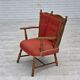 1960s, Scandinavian armchair. Red furniture wool, beech wood.