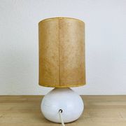 Lampe figue céramique blanche vintage, fleurs séchées, années 70