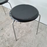 Set of two black "Dot" stools by Arne Jacobsen for Fritz Hansen