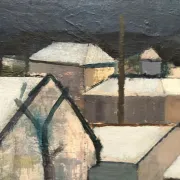 Original Swedish Oil on Canvas – "Winter Night in the City" by Helmer Forslund – Signed – Vintage and Framed – 45 × 37 cm (17.7" × 14.6")