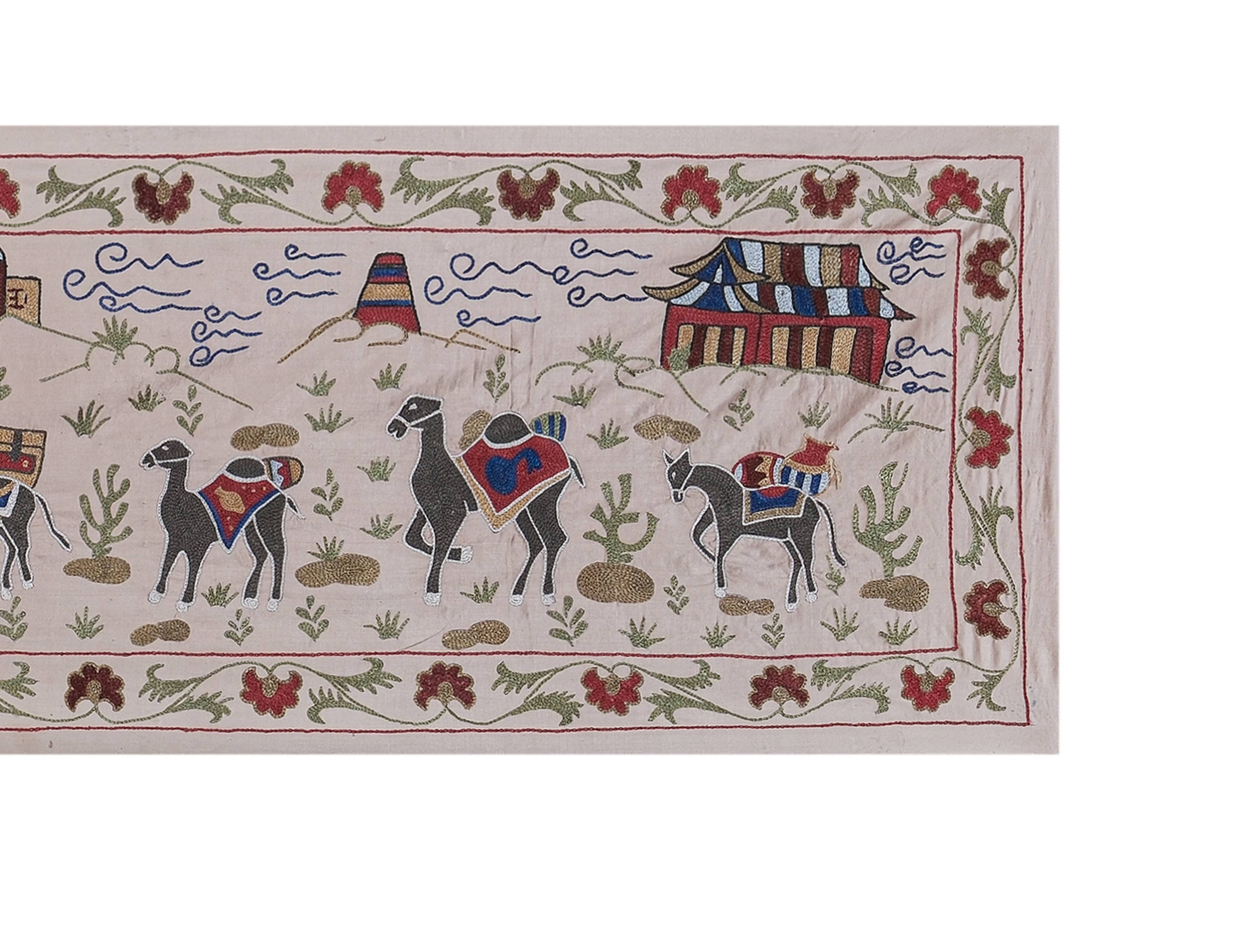 Hand knotted rug, vintage turkish rug 54x193 cm