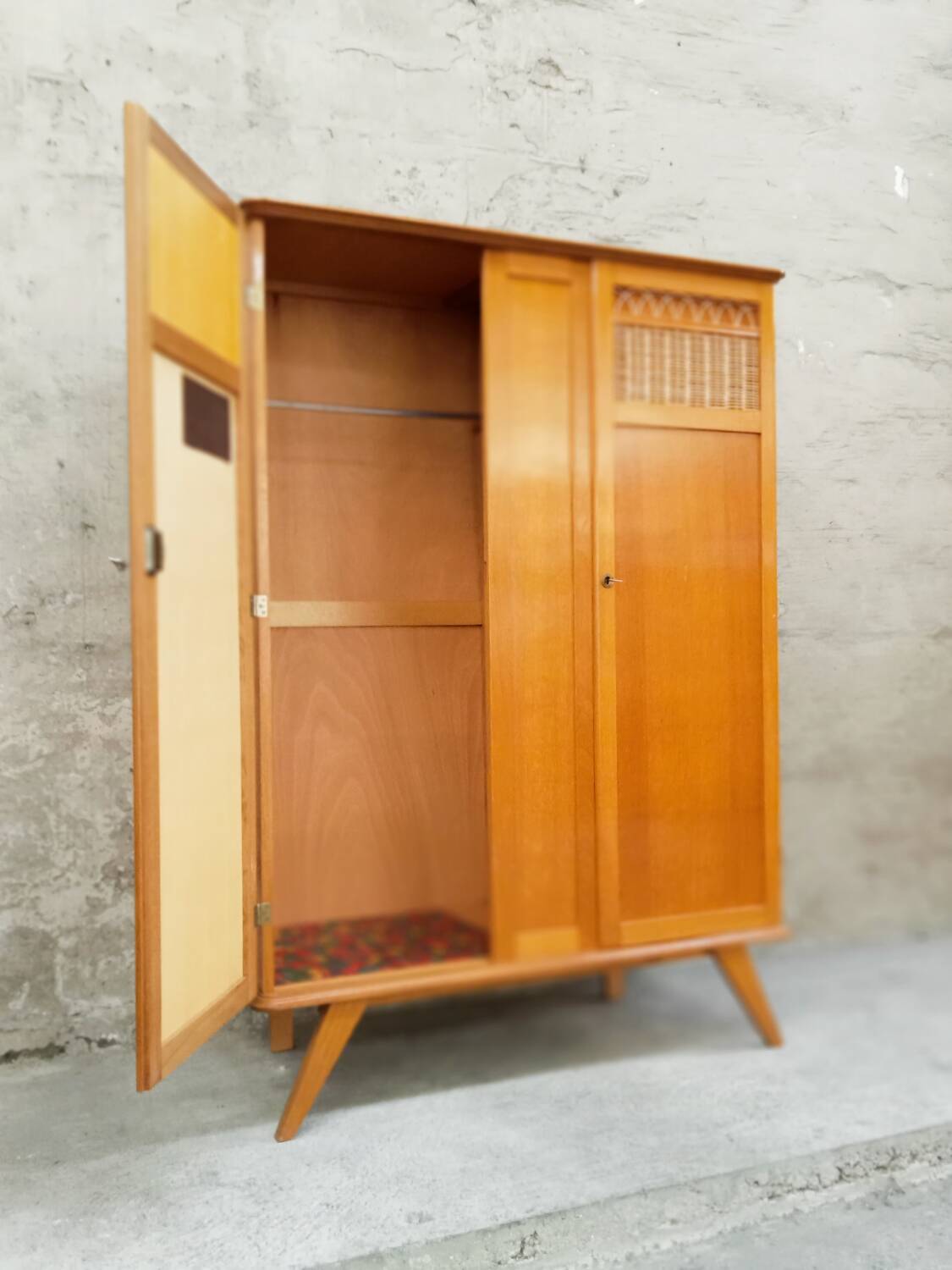 Wood & rattan cabinet