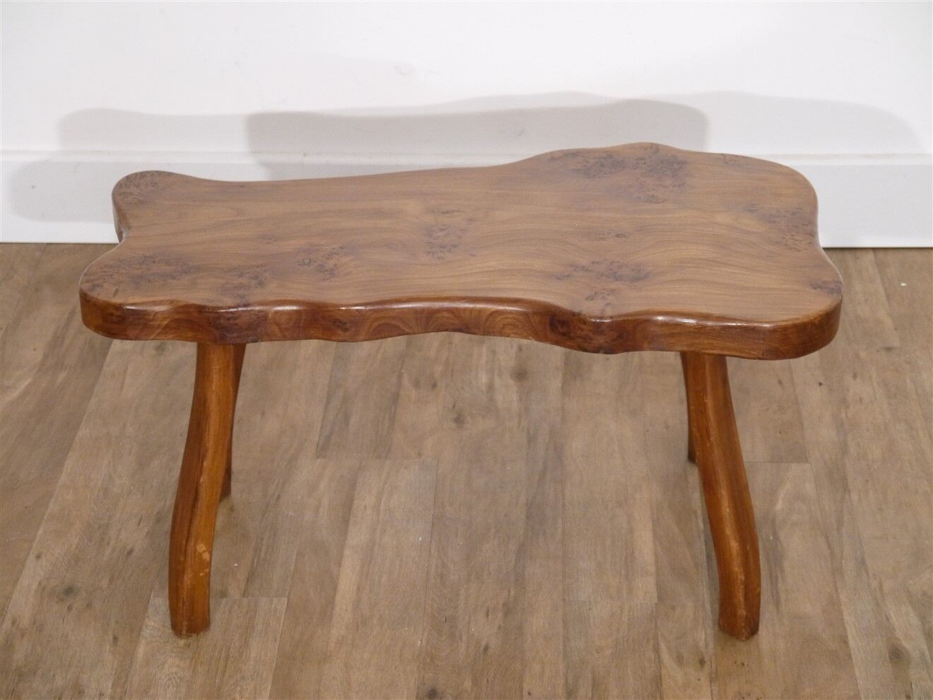 Brutalist free form coffee table in solid elm 1970