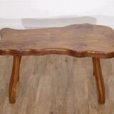 Brutalist free form coffee table in solid elm 1970